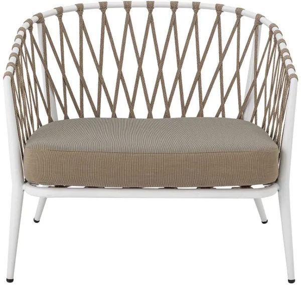 CREATIVE COLLECTION Cia loungestol til haven, m. hynde - polyester og hvid metal